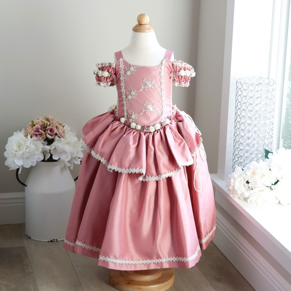 Flower Girl Dress Party Royal Princess Dusty Rose Toddler Girls Size 2 - Picture 9 of 9
